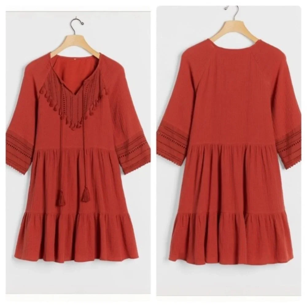 SALE NWT ANTHROPOLOGIE ANGELICA TASSELED TUNIC DRESS - Picture 1 of 1